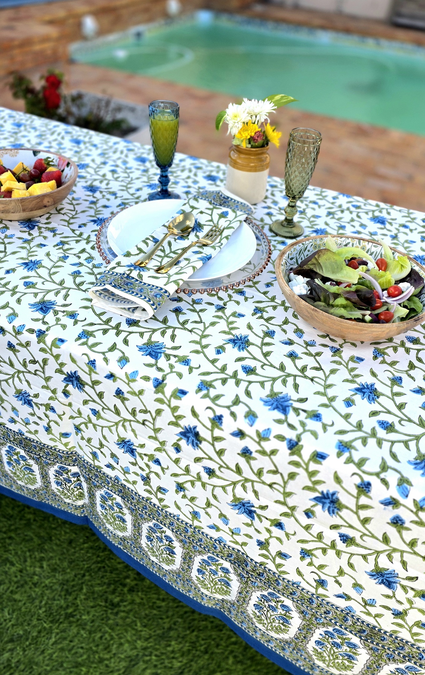 Blockprinted tablecloth