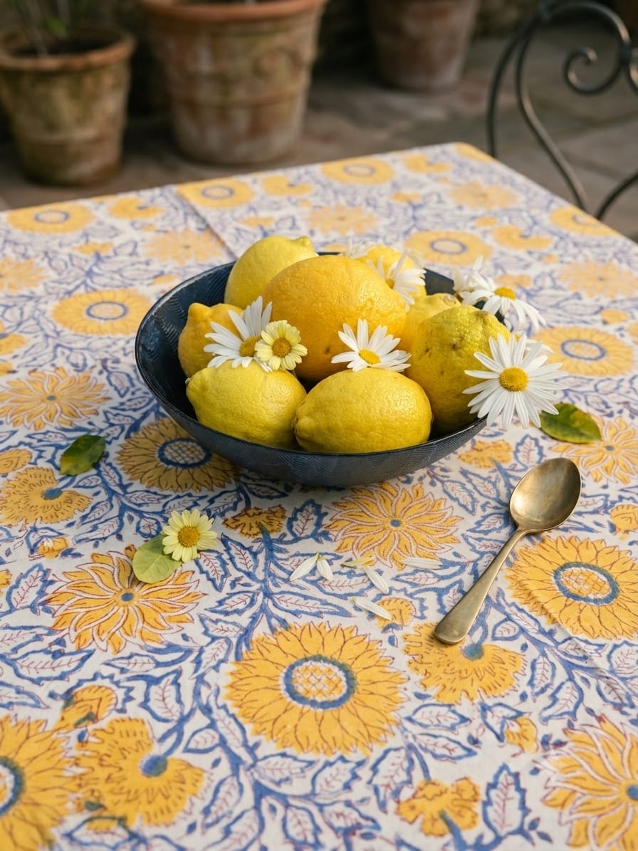 Blockprinted tablecloth