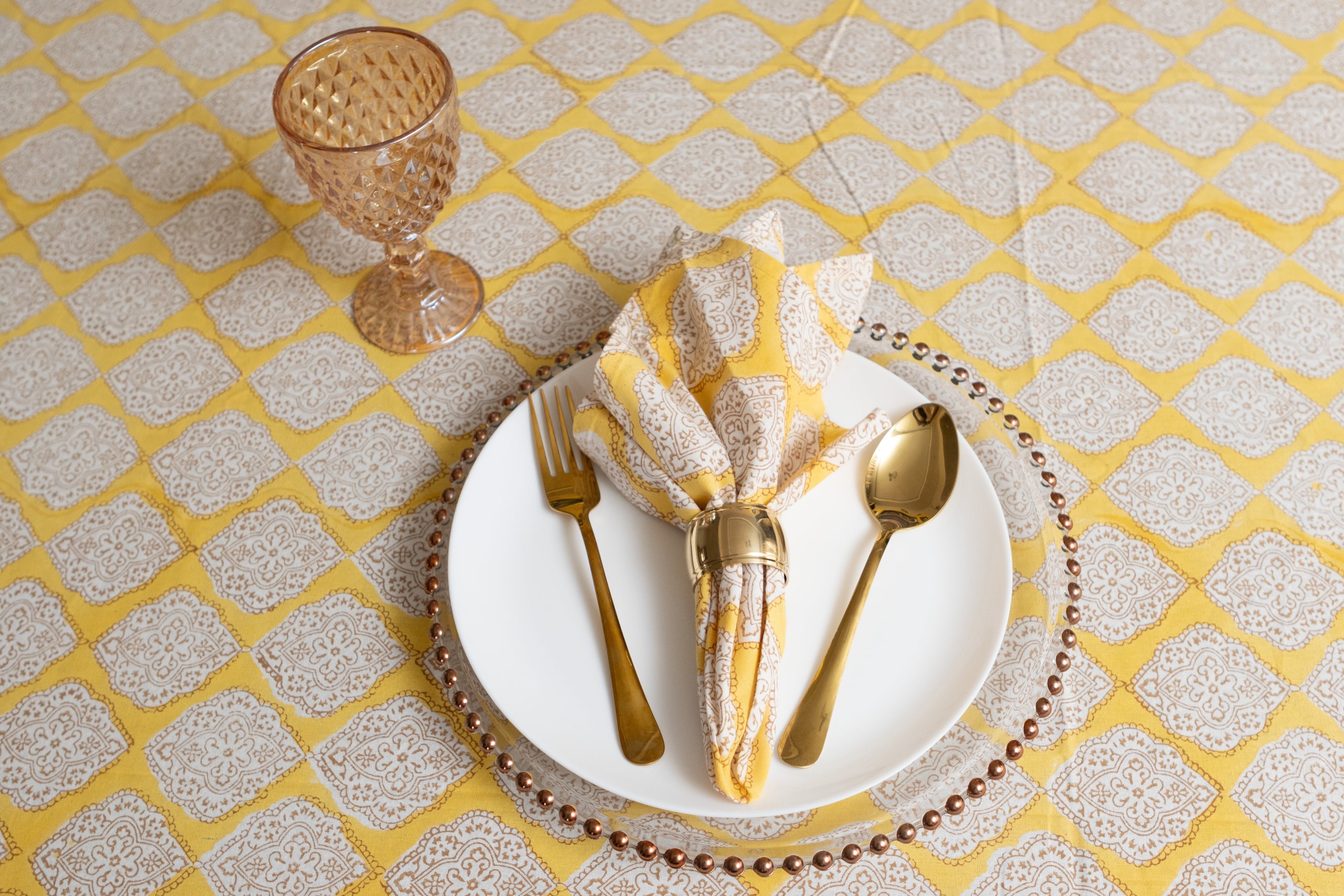 Blockprinted tablecloth
